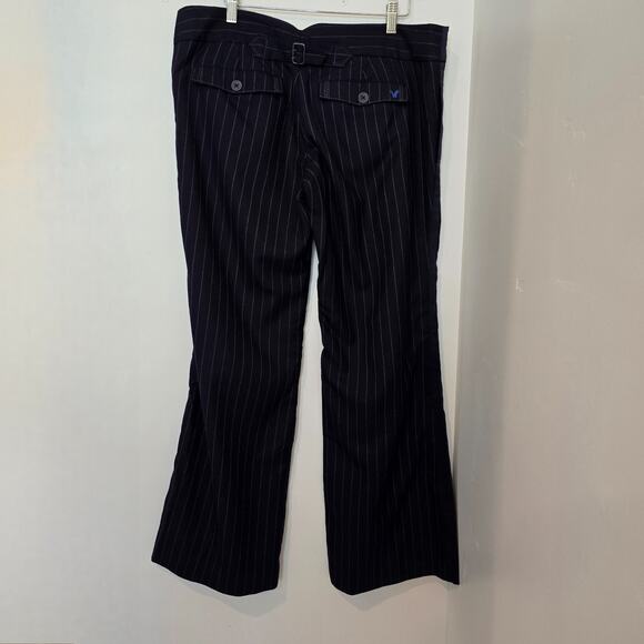 Vintage American Eagle Womens Y2K Pinstripe Pants Low Rise Wide Leg Sz 12 Wool - Picture 5 of 9